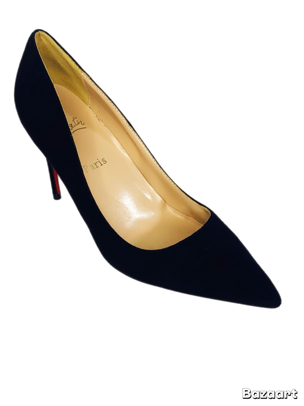 Christian Louboutin Black Pointed Toe Suede Pump with red bottom sz 43